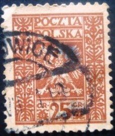 Selo postal da Polônia de 1928 Eagle Arms 25 - 278 U