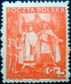 Selo postal da Polônia de 1938 Boleslaus I - 336 U