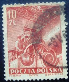 Selo postal da Polônia de 1952 Wierzbica Cement Factory - 757 U
