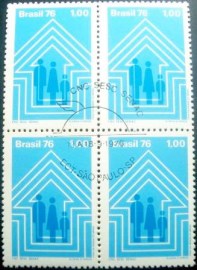 Quadra de selos do Brasil de 1976 SESC/SENAC 952 MCC SP