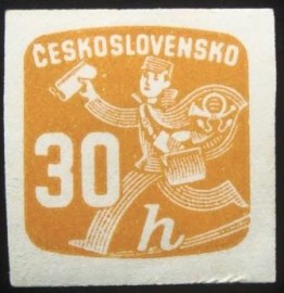 Selo postal da Tchecoslováquia de 1945 Carteiro 30