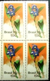Quadra de selos postais do Brasil de 1976 Orquídea 937 M