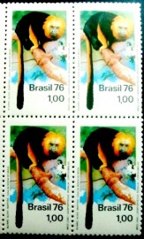 Quadra de selos postais do Brasil de 1976 Mico Leão 936 M