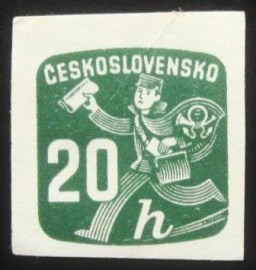 Selo postal da Tchecoslováquia de 1945 Carteiro 20