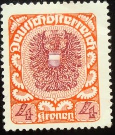 Selo postal da Áustria de 1921 Coat of arms 4 kr ya
