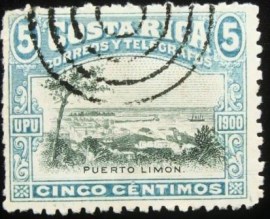 Selo postal da Costa Rica de 1901 Puerto Limón
