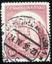 Selo postal da Tchecoslováquia de 1936 Leden ze Staroměstského orloje