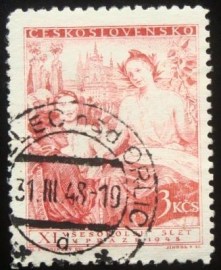 Selo postal da Tchecoslováquia de 1948 Symbolická kresba republiky