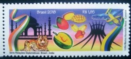 Selo postal do Brasil de 2018 Brasil Índia 3757 M