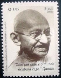 Selo postal do Brasil de 2018 Mahatma Ghandi 3758 M