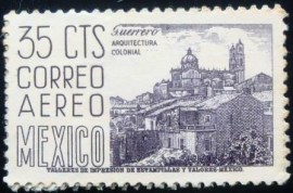 Selo postal do México de 1950 Church Santa Prisca Taxco II