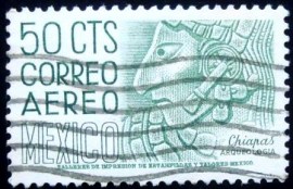 Selo postal do México de 1954 Chieftain head Bonampak