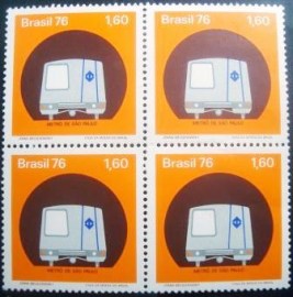 Quadra de selos do Brasil de 1976 Metrô SP 955 M