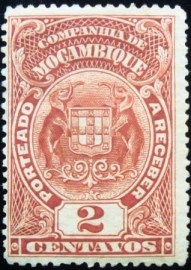 Selo postal da Cia. Moçambique de 1919 Elephant Holding Coat Of Arms