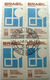 Kit com 4 selos postais do Brasil de 1966 Decênio Hidrológico
