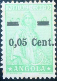 Selo postal de Angola de 1938 Ceres New Type 0,05