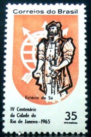 Selo postal do Brasil de 1965 Estácio de Sá