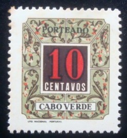 Selo postal de Cabo Verde de 1952 Numeral New Type 10