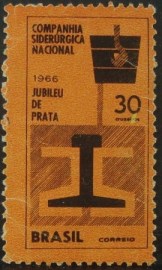 Selo postal do Brasil de 1966 Aniversário CSN - C 547 N