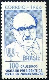 Selo postal do Brasil de 1966 Zalman Shazar - C 551 N