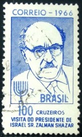 Selo postal do Brasil de 1966 Zalman Shazar - C 551 U