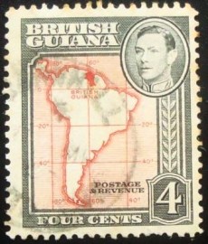 Selo postal da Guiana Britânica de 1938 Map of South America