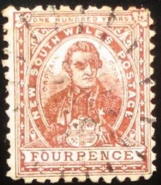 Selo postal de Nova Gales do Sul de 1888 James Cook