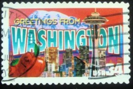 Selo postal dos Estados Unidos de 2002 Greetings from Washington