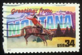 Selo postal dos Estados Unidos de 2002 Greetings from Montana