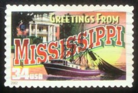 Selo postal dos Estados Unidos de 2002 Greetings from Mississippi