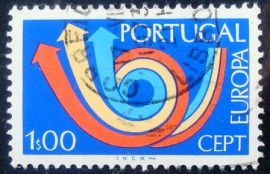 Selo postal de Portugal de 1973 Europa Posthorn 1$ - 1199 U