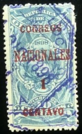Selo postal da Guatemala de 1898 Revenue Stamp surcharged 1c