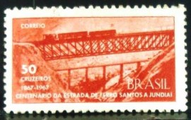 Selo postal de 1967 Estrada de Ferro Santos - Jundiaí - C 564 N