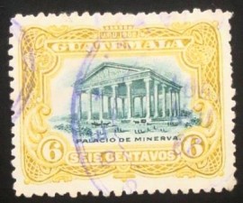 Selo postal da Guatemala de 1902 Temple of Minerva 6c