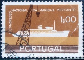 Selo postal de Portugal de 1958 Ship Santa Maria