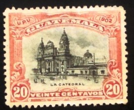 Selo postal da Guatemala de 1902 Cathedral Guatemaly City