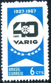 Selo postal do Brasil de 1967 VARIG - C 567 M