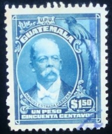 Selo postal da Guatemala de 1918 President Estrada Cabrera and Quetzal