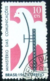 Selo postal do Brasil de 1967 Ministério das Comunicações - C 571 M1D