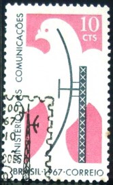 Selo postal do Brasil de 1967 Ministério das Comunicações - C 571 MCC