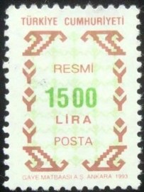 Selo postal da Turquia de 1993 Various Ornaments 1500