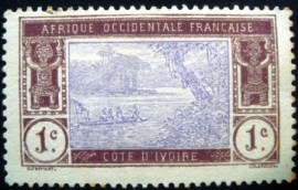 Selo postal da Costa do Marfim de 1913 Ebrié Lagoon