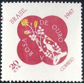 Selo postal do Brasil de 1967 Rosa de Ouro