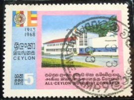 Selo postal do Ceilão de 1968 Buddhist Headquarters