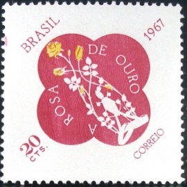 Selo postal do Brasil de 1967 Rosa de Ouro - C 576 N