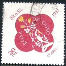 Selo postal do Brasil de 1967 Rosa de Ouro - C 576 U