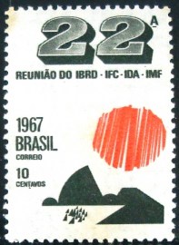 Selo postal do Brasil de 1967 Reunião do IBRD - C 579 N