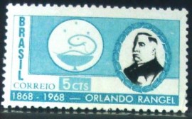 Selo postal do Brasil de 1968 Orlando Rangel N