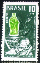 Selo postal do Brasil de 1968 Pesquisa Submarina - C 590 N