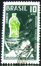 Selo postal do Brasil de 1968 Pesquisa Submarina - C 590 U